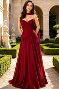 Flowy Chiffon Long Prom Dress with Ruched Lace-Up for Wedding Guest Formal Evening Party Bridesmaid Gown (HW139)