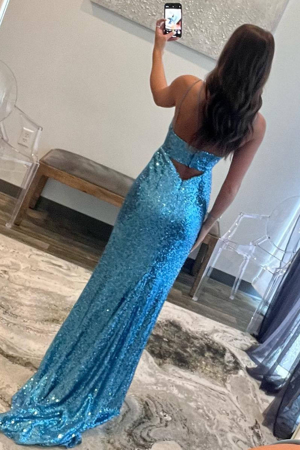 Sparkly Sequin Prom Dresses for Women 2026 Semi Formal Dress for Weddi – WIOJEIGO