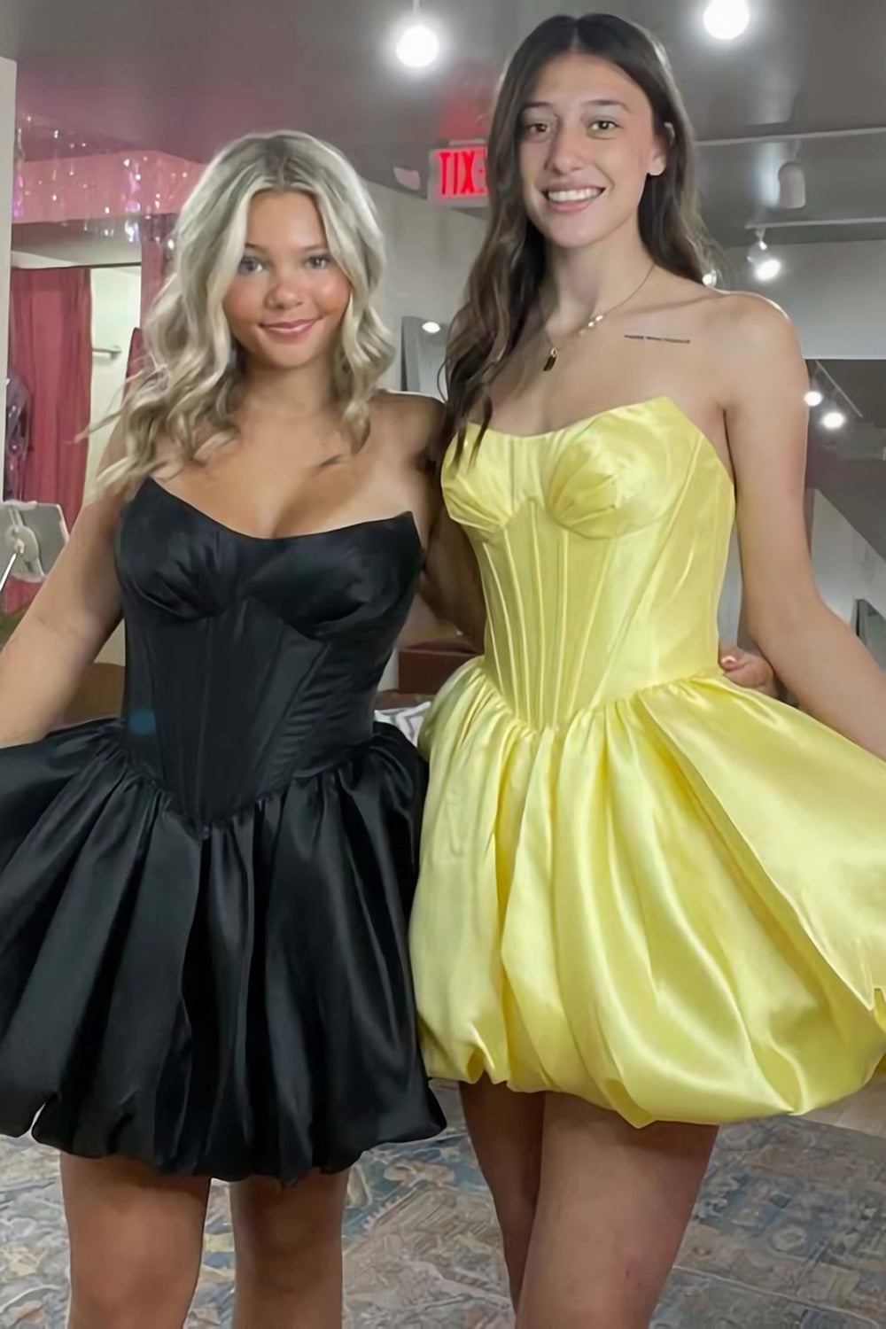 Strapless Homecoming Dresses for Teens Short A Line 2026 Satin Corset Cocktail Graduation Party Dress (HW010)
