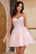 Tulle Homecoming Dresses for Women Short 2026 Sweetheart with Lace Appliques Prom Party Dress (HW007)